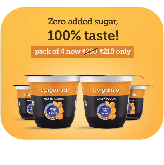 Epigamia Greek Yogurt — zero added sugar, 100% taste