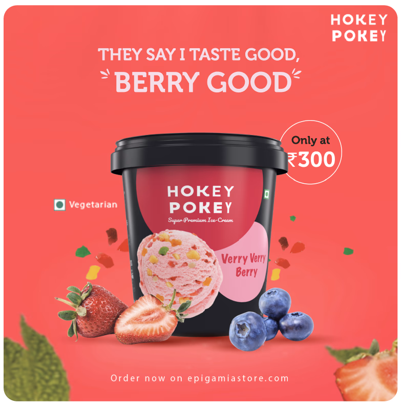 Hokey Pokey berry ice cream creative