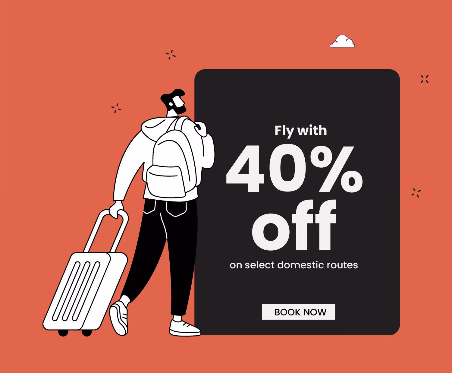 Fly with 40% off on select domestic routes — ixigo campaign creative
